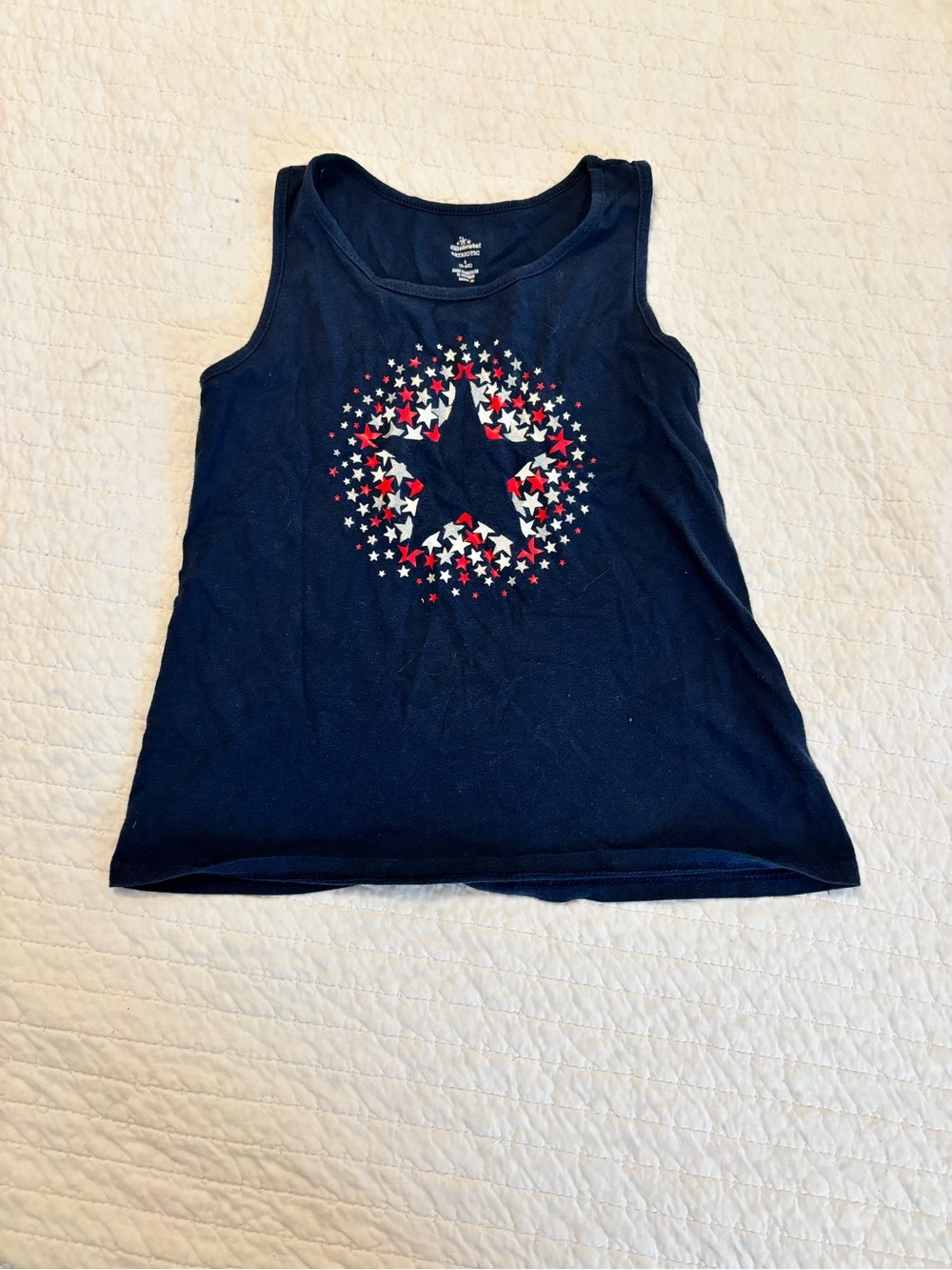 Girls' Navy Star Tank Top with Red & White Accent